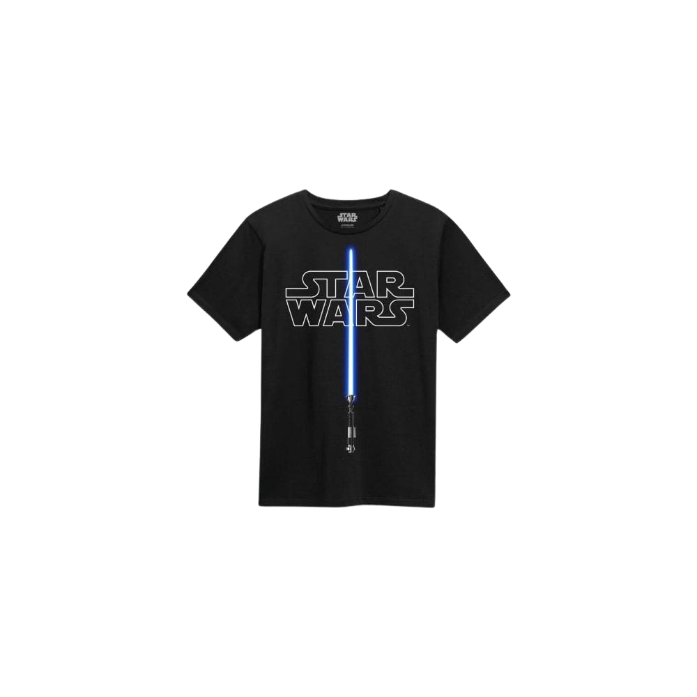 Star Wars T-Shirt Glow In The Dark Lightsaber Size M