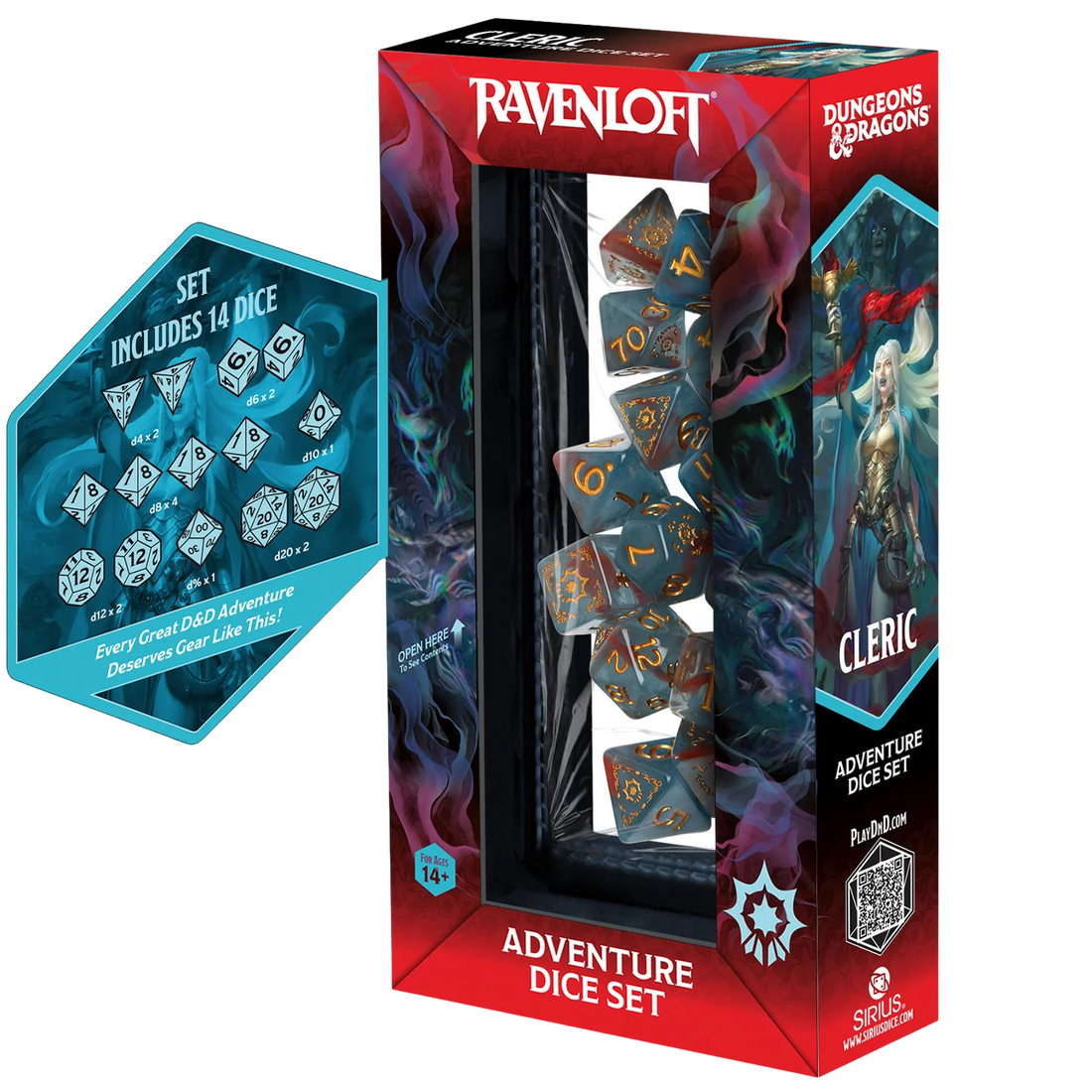 Sirius Dice - D&D Adventure Dice – Cleric: Light Blue, Red