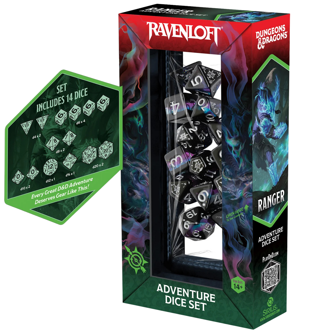 Sirius Dice - D&D Adventure Dice – Ranger: Black, Blue