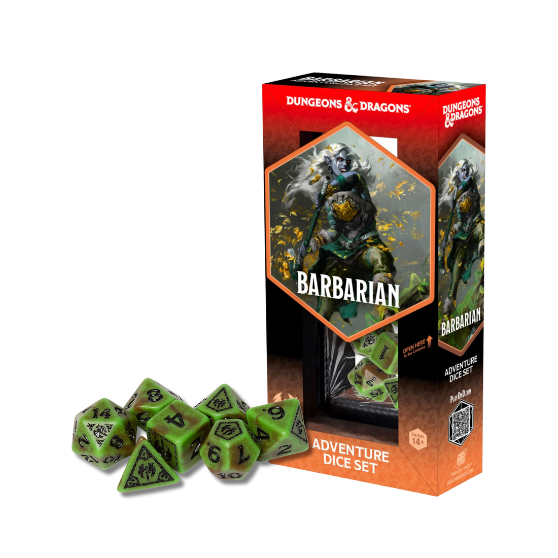 Sirius Dice - D&D Adventure Dice – Barbarian: Green/Brown