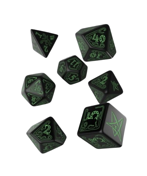 Call of Cthulhu 7th Edition Black & green Dice Set (7)