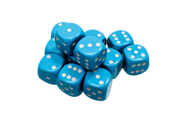 Chessex - Opaque 16mm d6 with pips Dice Blocks (12 Dice) - Light Blue w/white