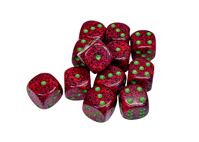 Chessex - Speckled 16mm d6 with pips Dice Blocks (12 Dice) - Strawberry