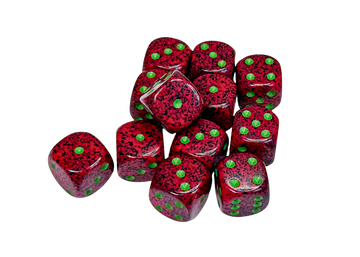 Chessex - Speckled 16mm d6 with pips Dice Blocks (12 Dice) - Strawberry