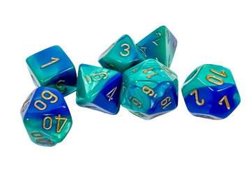 Chessex Gemini Polyhedral 7-Die Set - Blue-Teal w/gold
