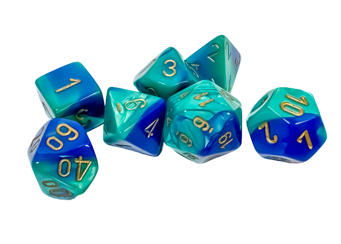Chessex Gemini Polyhedral 7-Die Set - Blue-Teal w/gold