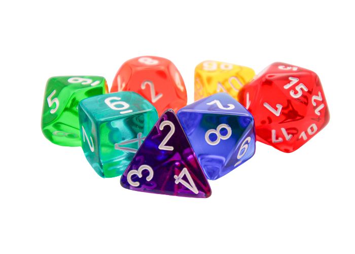 Chessex Prism Translucent GM & Beginner Player Polyhedral 7-Die Set