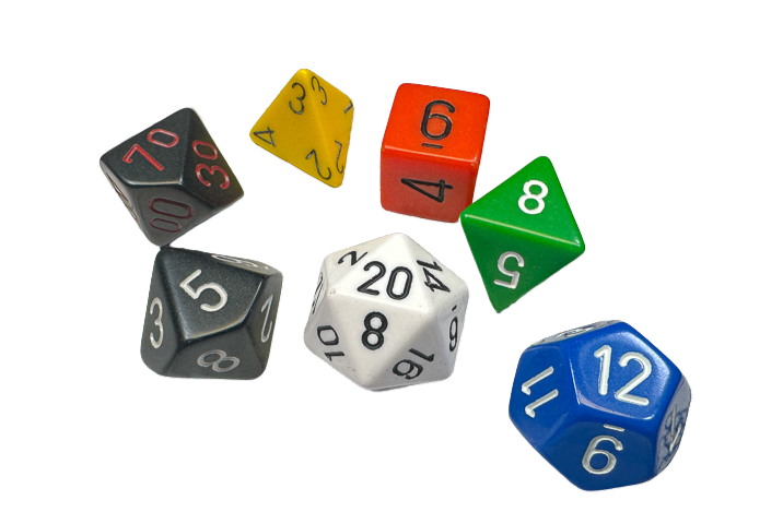 Chessex Nostalgia Opaque GM & Beginner Player Polyhedral 7-Die Set