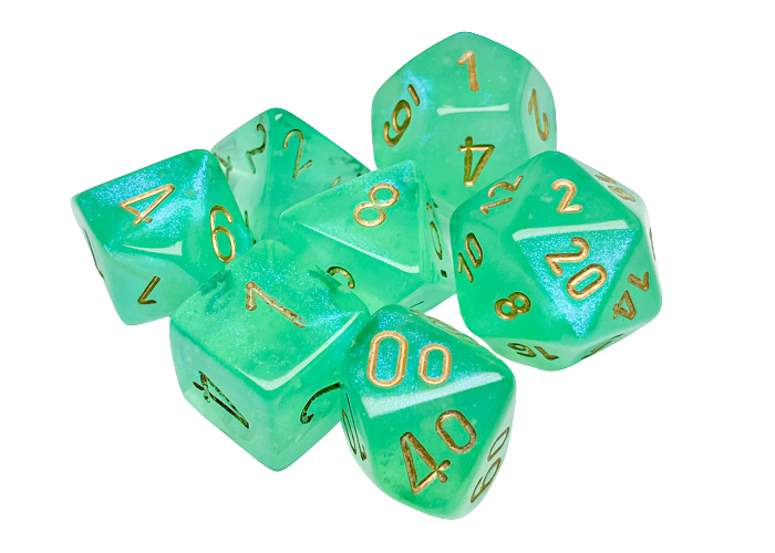 Chessex Borealis Polyhedral Light Green/gold Luminary 7-Die Set