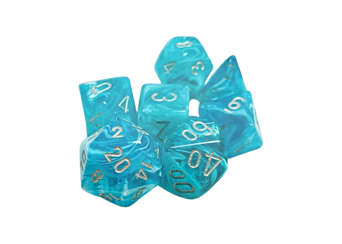 Chessex Cirrus 7-Die Set - Aqua w/silver