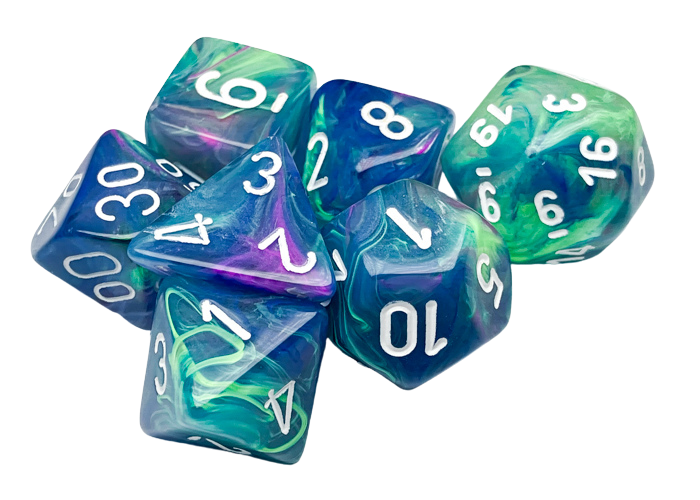 Chessex Festive Polyhedral 7- Die Set - Waterlily w/white