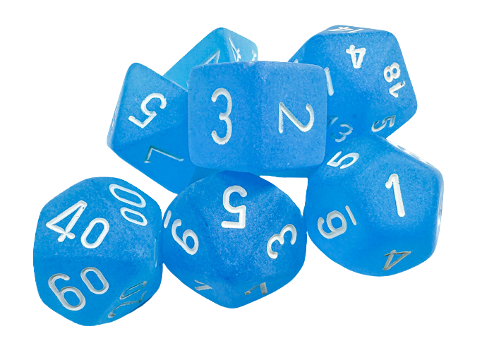 Chessex Frosted 7-Die Set - Caribbean Blue w/white