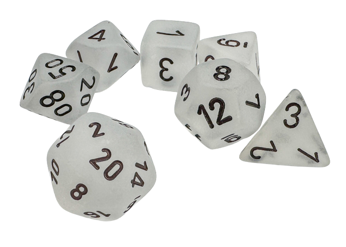 Chessex Frosted 7-Die Set - Clear w/black