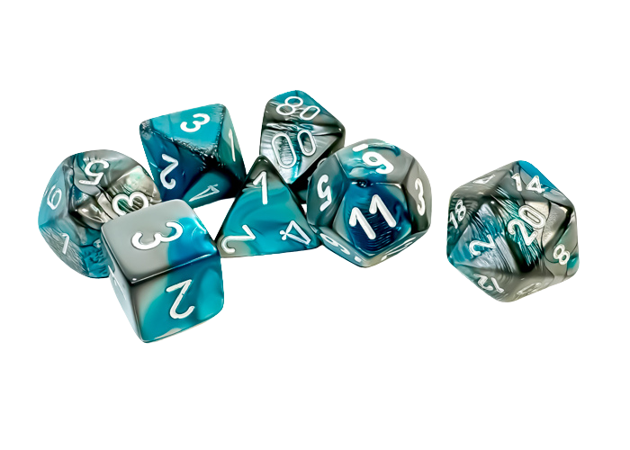 Chessex - Gemini Polyhedral 7-Die Set - Steel-Teal w/white