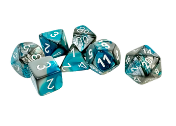 Chessex - Gemini Polyhedral 7-Die Set - Steel-Teal w/white