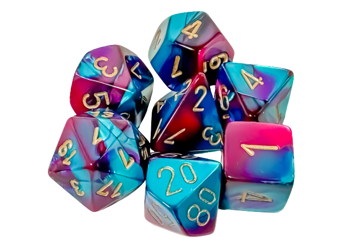 Chessex Gemini Polyhedral 7-Die Set - Purple-Teal w/gold