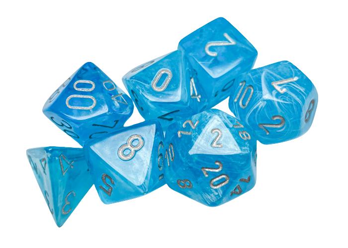 Chessex Luminary Polyhedral 7-Die Set - Sky w/silver
