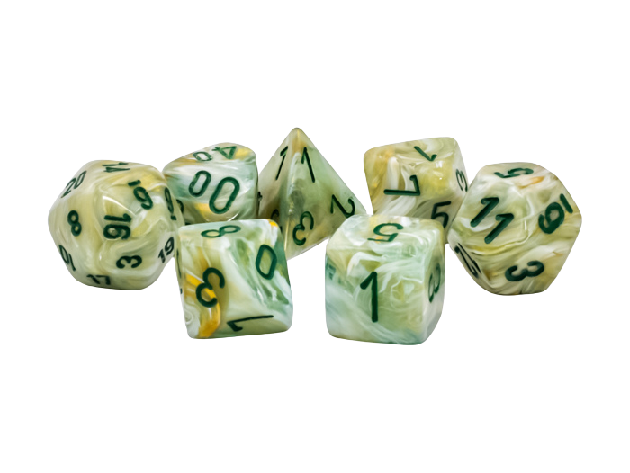 Chessex Marble Mega-hedral™ Green/dark green 7-Die Set