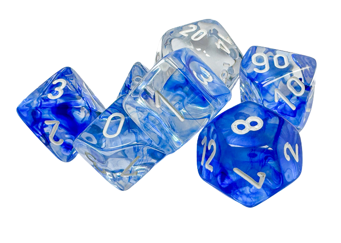Chessex Nebula 7-Die Set - Dark Blue w/white