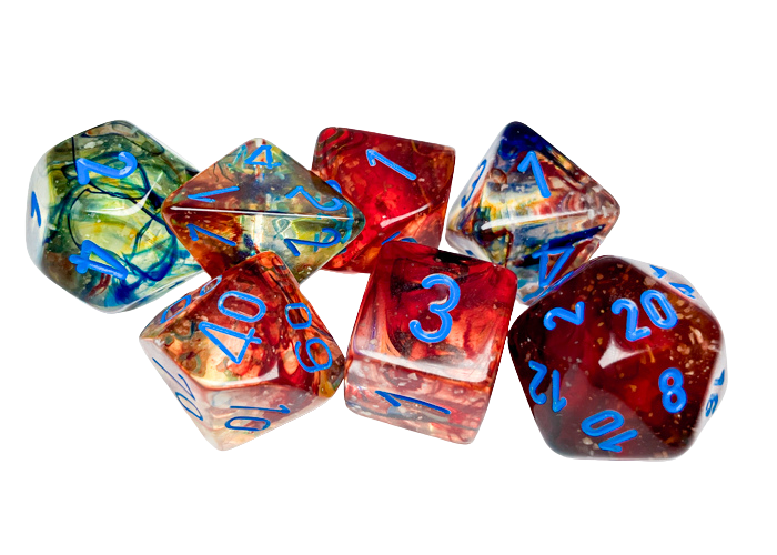 Chessex 7 Die Sets - Nebula TM Primary/blue Luminary 7-Die Set