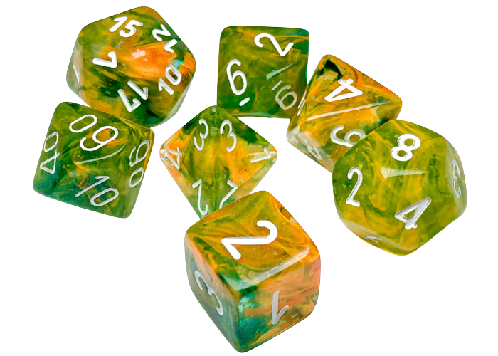 Chessex 7 Die Sets - Nebula TM Spring/white Luminary 7-Die Set