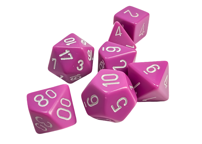 Chessex Opaque Polyhedral 7-Die Sets - Light Purple w/white