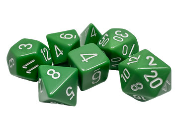 Chessex Opaque Polyhedral 7-Die Sets - Green w/white