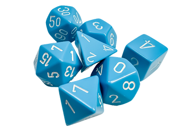 Chessex Opaque Polyhedral 7-Die Sets - Light Blue w/white