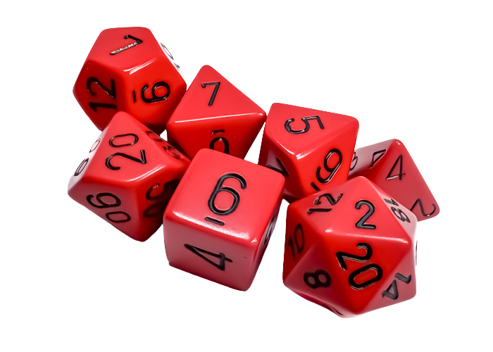 Chessex Opaque Polyhedral 7-Die Sets - Red w/black