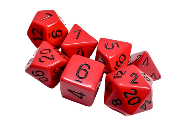 Chessex Opaque Polyhedral 7-Die Sets - Red w/black