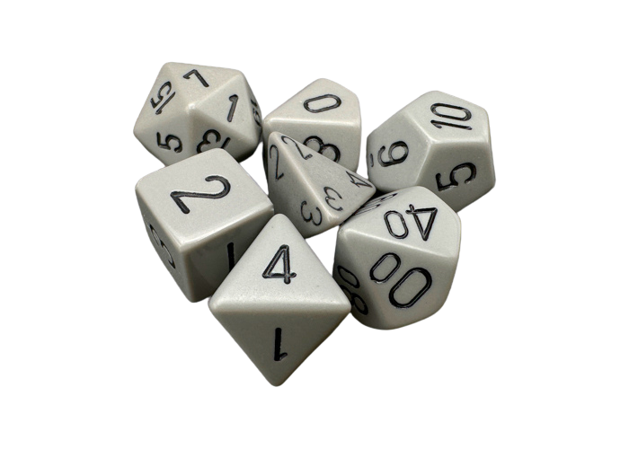 Chessex Opaque Polyhedral 7-Die Sets - Grey w/black