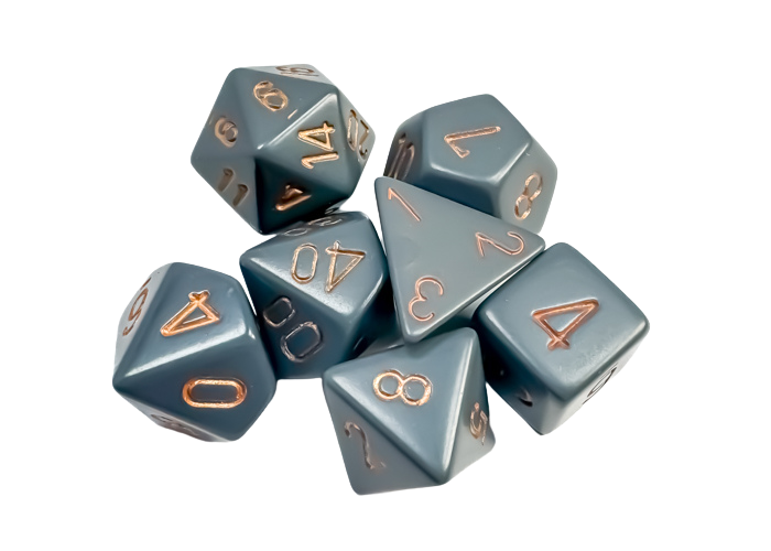 Chessex Opaque Polyhedral 7-Die Sets - Dark Grey w/copper