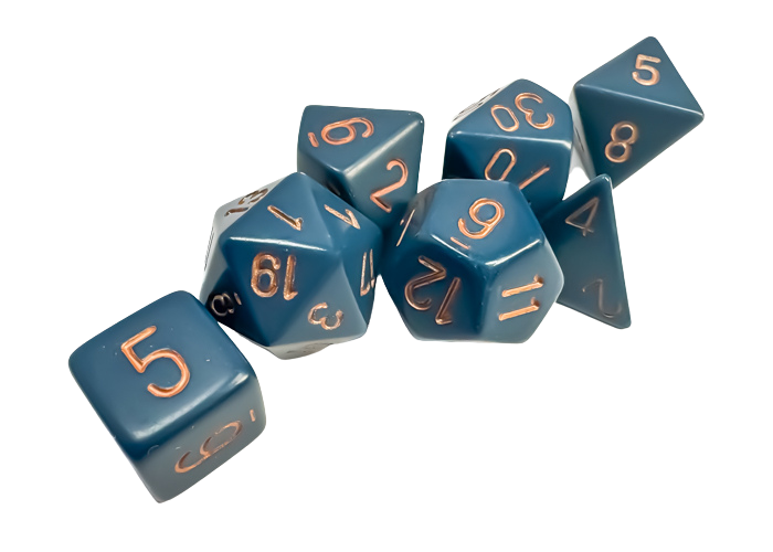 Chessex Opaque Polyhedral 7-Die Sets - Dusty Blue w/gold