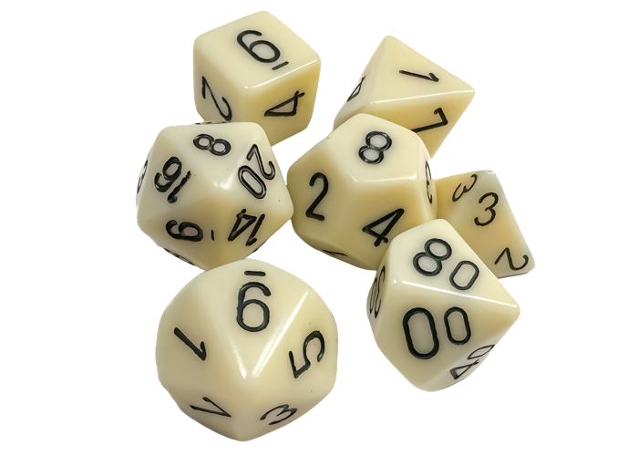 Chessex Opaque Polyhedral 7-Die Sets - Ivory w/black