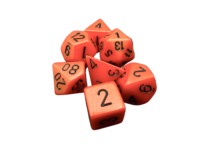 Chessex Opaque Polyhedral 7-Die Sets - Orange w/black
