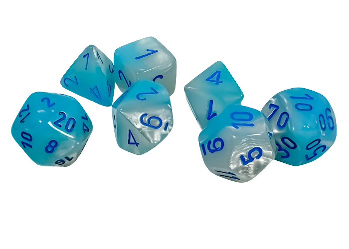 Chessex Gemini Polyhedral Pearl Turquoise-White/blue Luminary 7-Die Set
