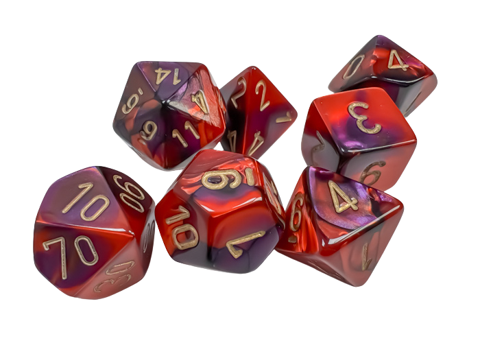 Chessex Gemini Polyhedral 7-Die Set - Purple-Red w/gold