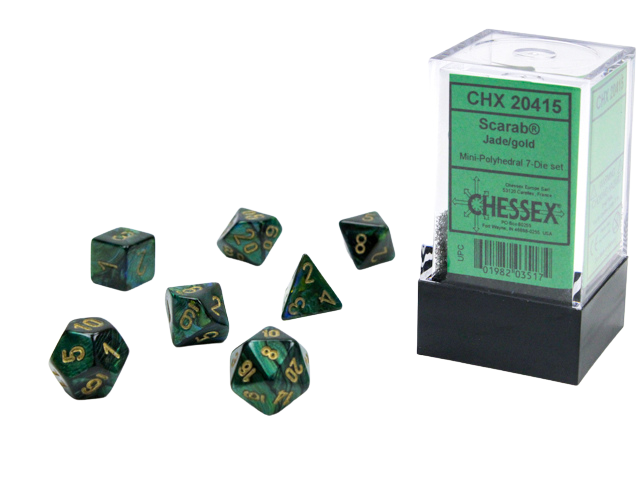 Chessex - Scarab Mini-Polyhedral Jade/gold 7-Die Set