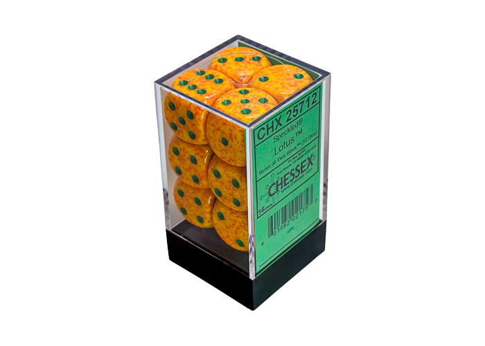 Chessex Speckled 16mm d6 with pips Dice Blocks (12 Dice) - Lotus