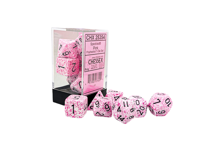 Chessex Speckled Pink/black Polyhedral 7-Die Set