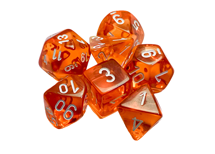 Chessex Translucent Polyhedral 7-Die Set - Orange/white
