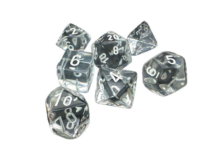 Chessex Translucent Polyhedral 7-Die Set - Clear/white