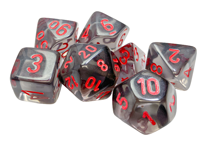 Chessex Translucent Polyhedral 7-Die Set - Smoke/red