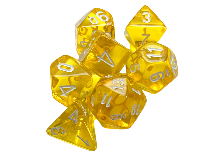 Chessex Translucent Polyhedral 7-Die Set - Yellow/White