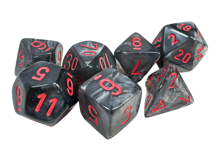 Chessex Velvet 7-Die Set - Black w/red