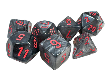 Chessex Velvet 7-Die Set - Black w/red