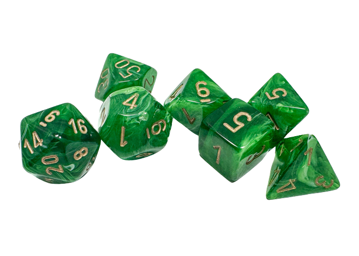 Chessex Vortex 7-Die Set - Green w/gold