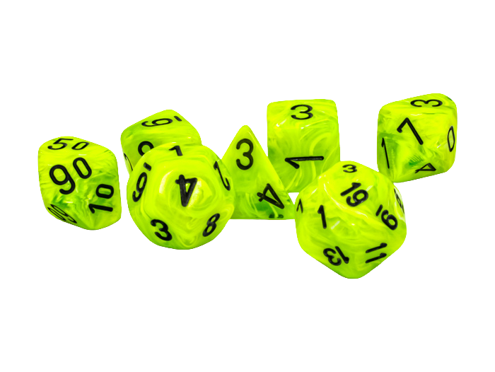 Chessex Vortex® Mega-hedral™ Bright Green/black 7-Die Set