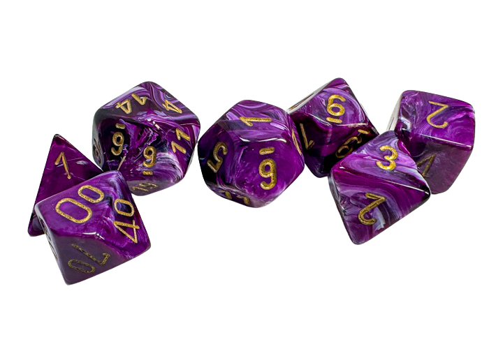 Chessex Vortex 7-Die Set - Purple w/gold