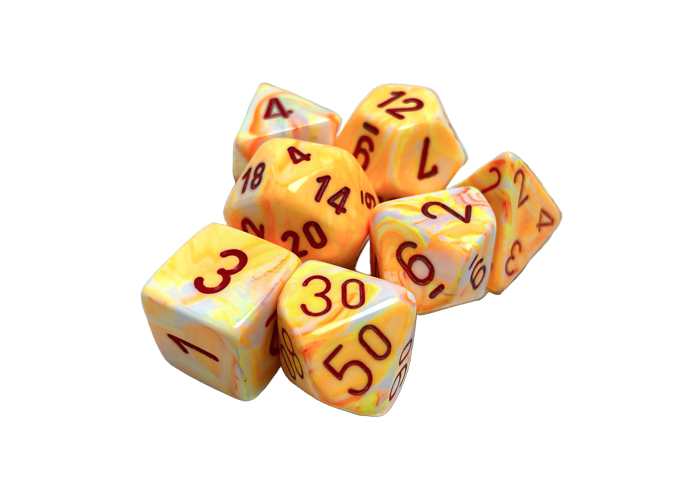 Chessex Festive Polyhedral 7-Die Set - Sunburst w/red